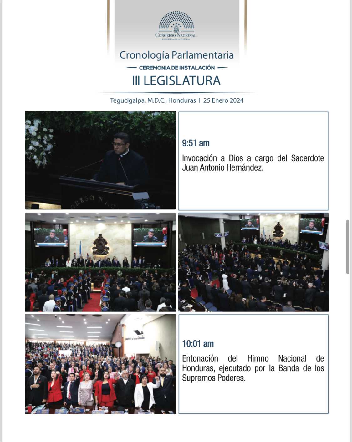 Cronología Parlamentaria Instalación III Legislatura 